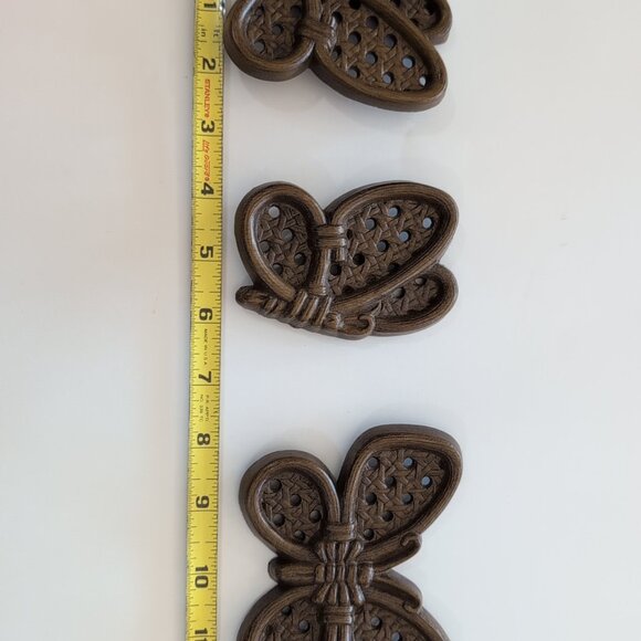 Vintage Burwood Products Co Brown Butterflies Made In The USA Set of 3 - Picture 2 of 3